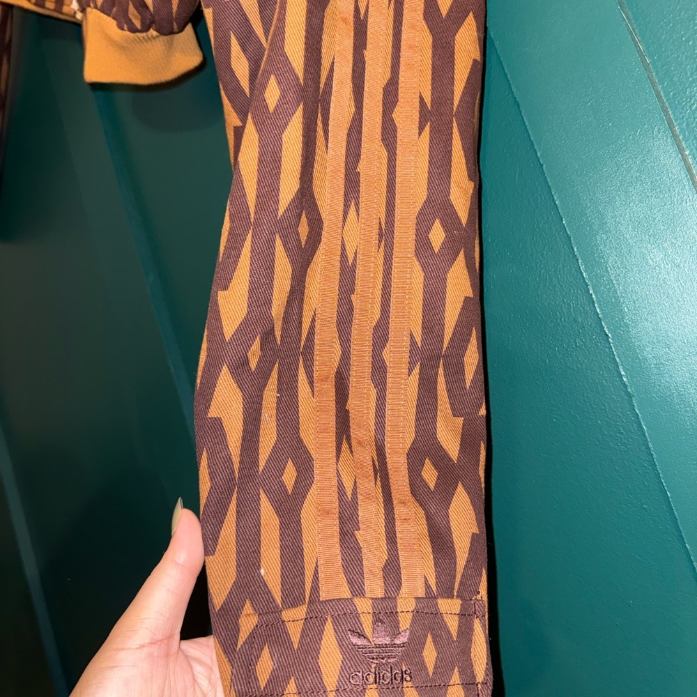 adidas Brown Patterned Cropped Bomber Jacket - image 5